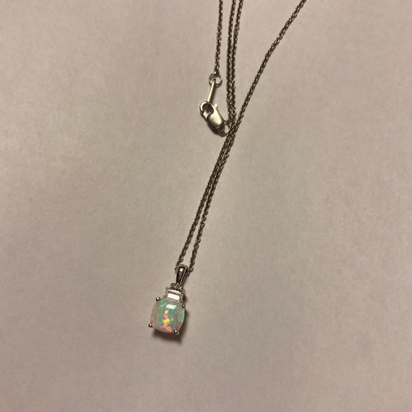 925 Sterling Silver Opal Necklace - Picture 2 of 6